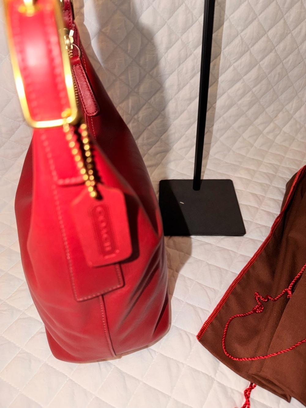 Coach Red Leather Shoulder hobo Vintage - Picture 6 of 16